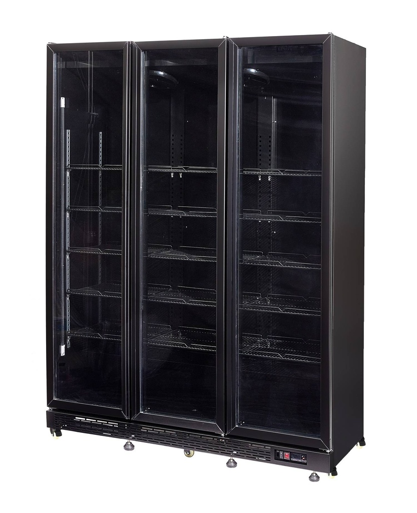 Kühlschrank 3 Glastüren, 1600 x 600 x 2100 mm, schwarz