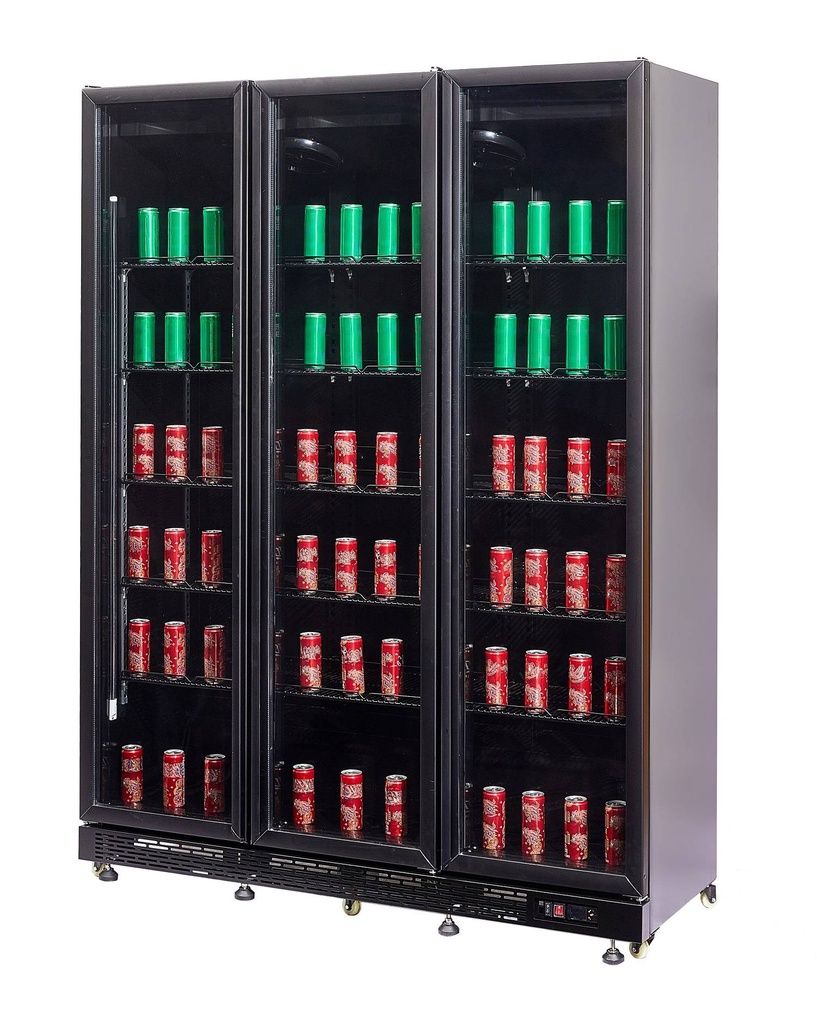 Kühlschrank 3 Glastüren, 1600 x 600 x 2100 mm, schwarz