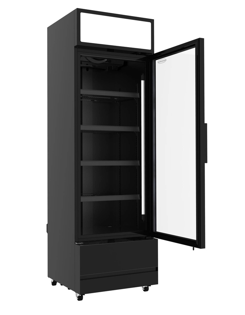 Kühlschrank Glastür, 610 x 610 x 1973 mm, 360 L, schwarz