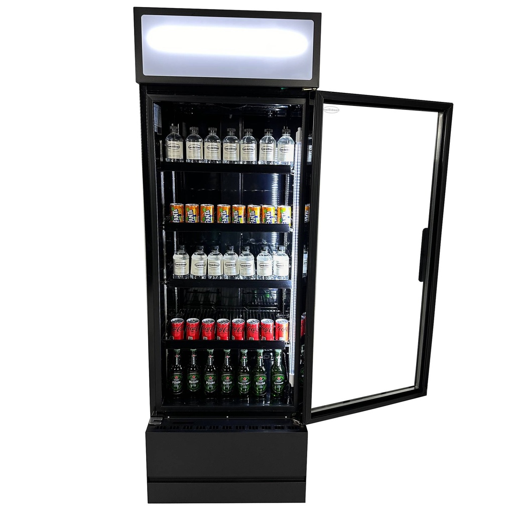 Kühlschrank Glastür, 610 x 610 x 1973 mm, 360 L, schwarz