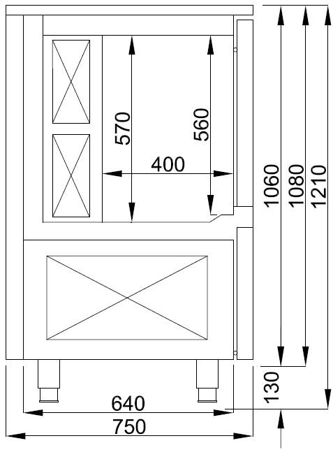 Schnellkühler aus Edelstahl, 7 x 1/1 GN, 800 x 750 x 1210 mm