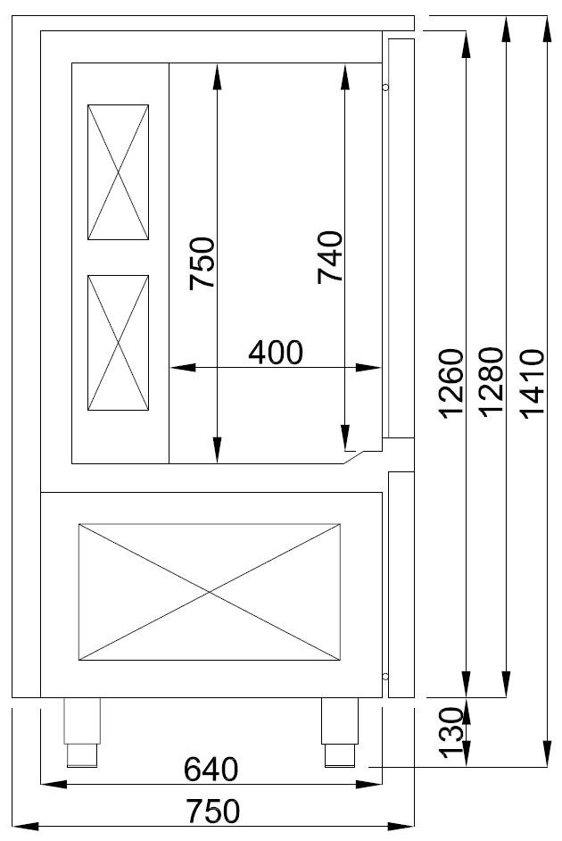 Schnellkühler aus Edelstahl, 10 x 1/1 GN, 800 x 750 x 1410 mm
