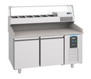 Pizzatisch mit 2 aus Edelstahl, 1550 x 800 x 1080 mm