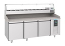 Pizzatisch mit 3 aus Edelstahl, 2100 x 800 x 1080 mm