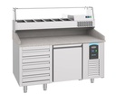 Pizzatisch mit 1 Tür aus Edelstahl, 1550 x 800 x 1080 mm