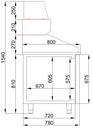 Pizzatisch mit 1 Tür aus Edelstahl, 1550 x 800 x 1080 mm