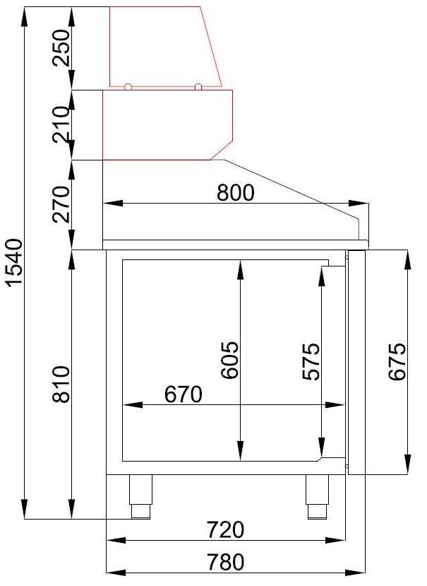 Pizzatisch mit 2 aus Edelstahl, 2100 x 800 x 1080 mm