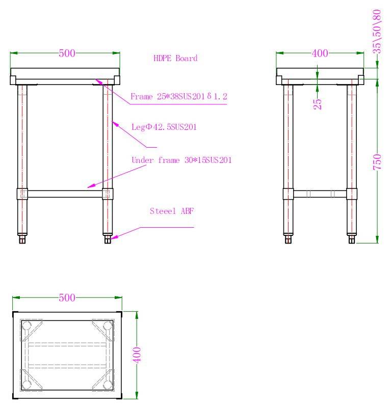 Hackblock aus Polyethylen, 500 x 400 x 750 mm