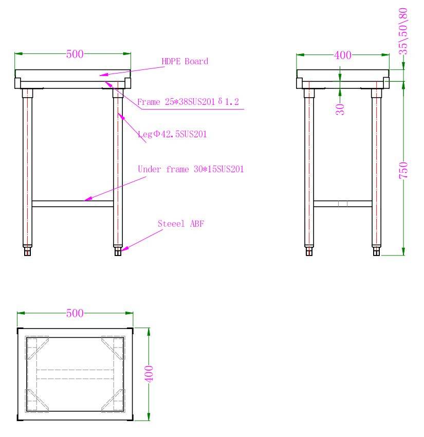 Hackblock aus Polyethylen, 500 x 400 x 750 mm