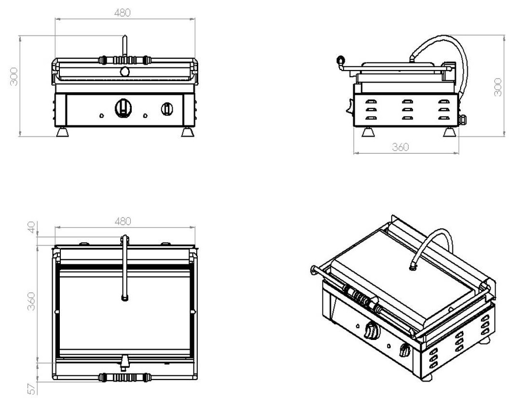 Kontaktgrill Gerillt, 510 x 500 x 300 mm