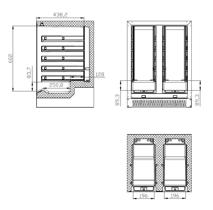 Weinkühlschranke Dual Zone, 100 L, 595 x 570 x 820 mm, schwarz