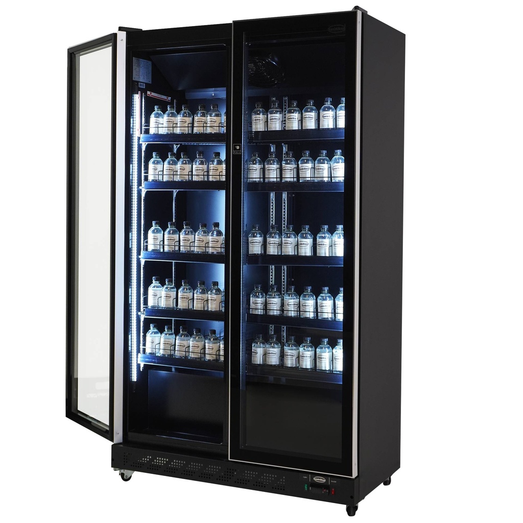 Kühlschrank 2 Glastüren, 1100 x 600 x 1980 mm, schwarz