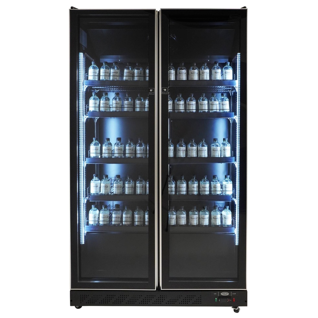 Kühlschrank 2 Glastüren, 1100 x 600 x 1980 mm, schwarz