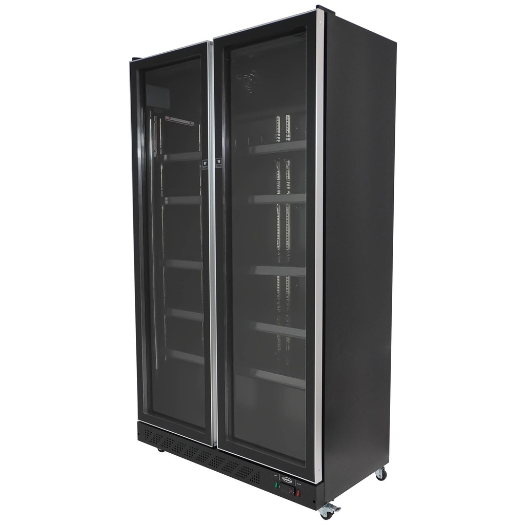 Kühlschrank 2 Glastüren, 1100 x 600 x 1980 mm, schwarz