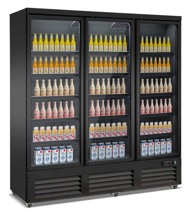 Kühlschrank 3 Glastüren, 1880 x 705 x 2050 mm, schwarz