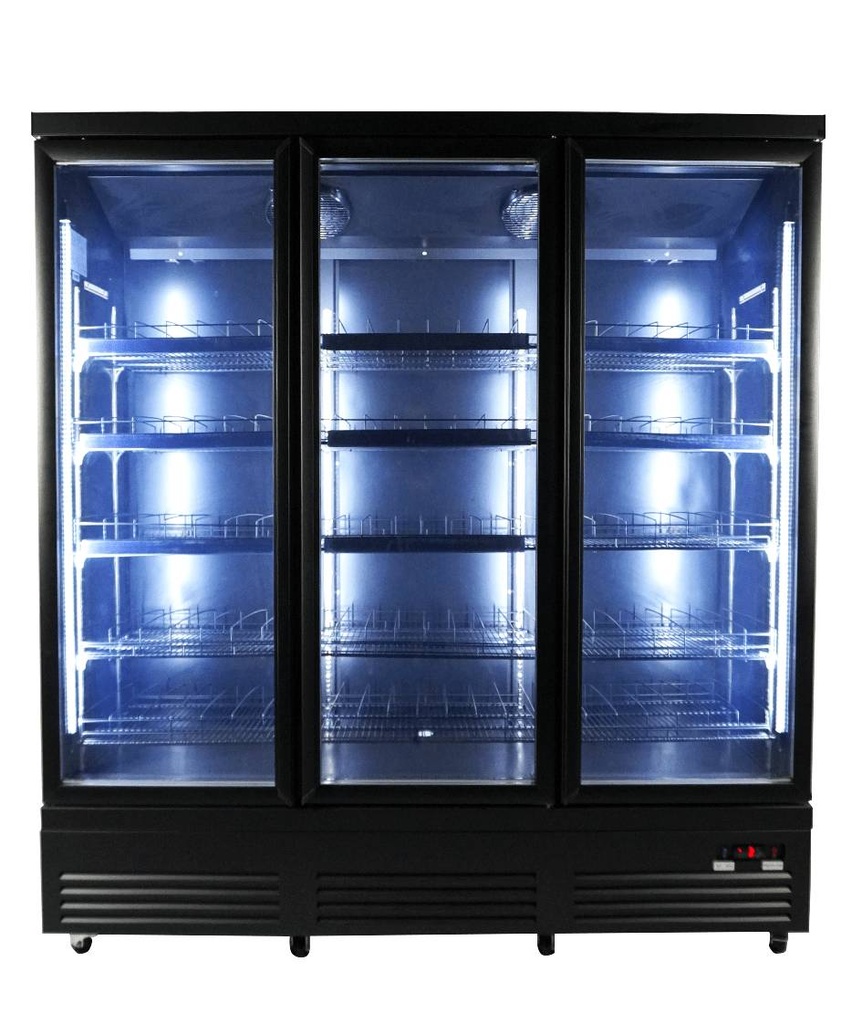 Kühlschrank 3 Glastüren, 1880 x 705 x 2050 mm, schwarz