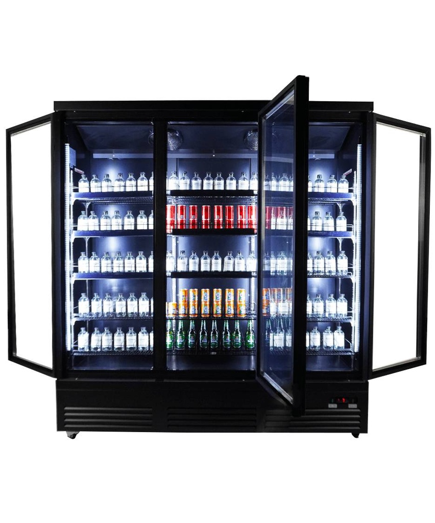 Kühlschrank 3 Glastüren, 1880 x 705 x 2050 mm, schwarz