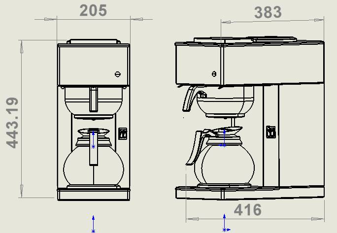 Kaffeemaschine inkl. 1 aus Edelstahl, 1.8 L, 205 x 405 x 455 mm
