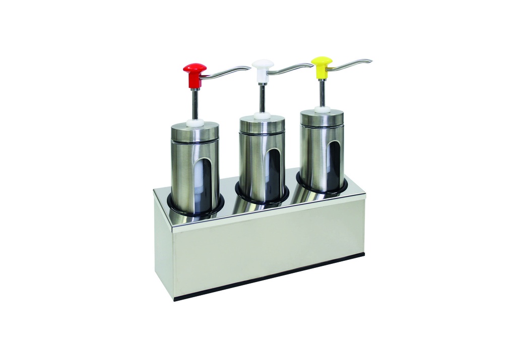 Druckknopf Dosierspender aus Edelstahl, 3 x 2,0 L