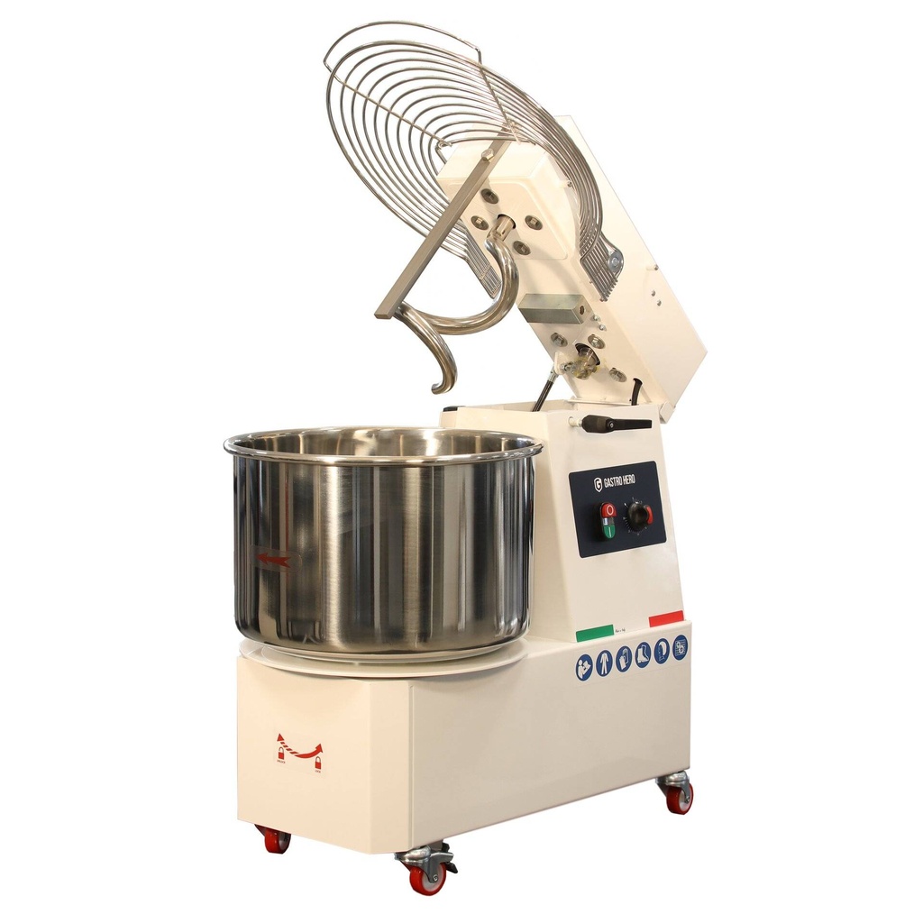 Spiral-Teigknetmaschine PROFI 42 Liter 400V mit Rollen - variabler Kopf