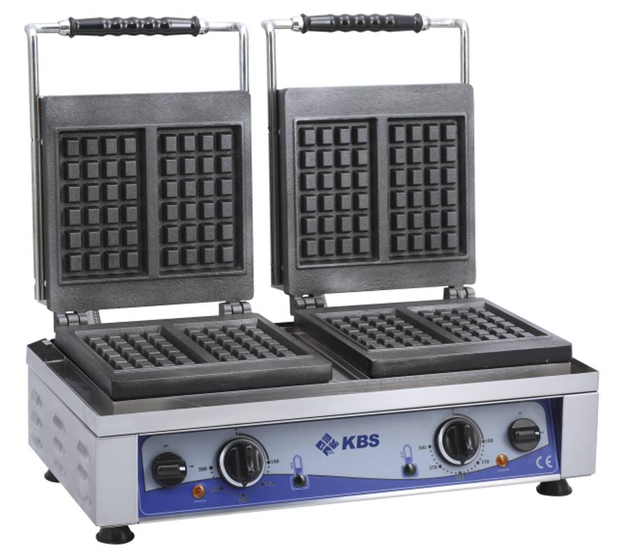 KBS Waffeleisen mit 2 festen Backplatten für 4x Waffeln 10x17x1,5cm