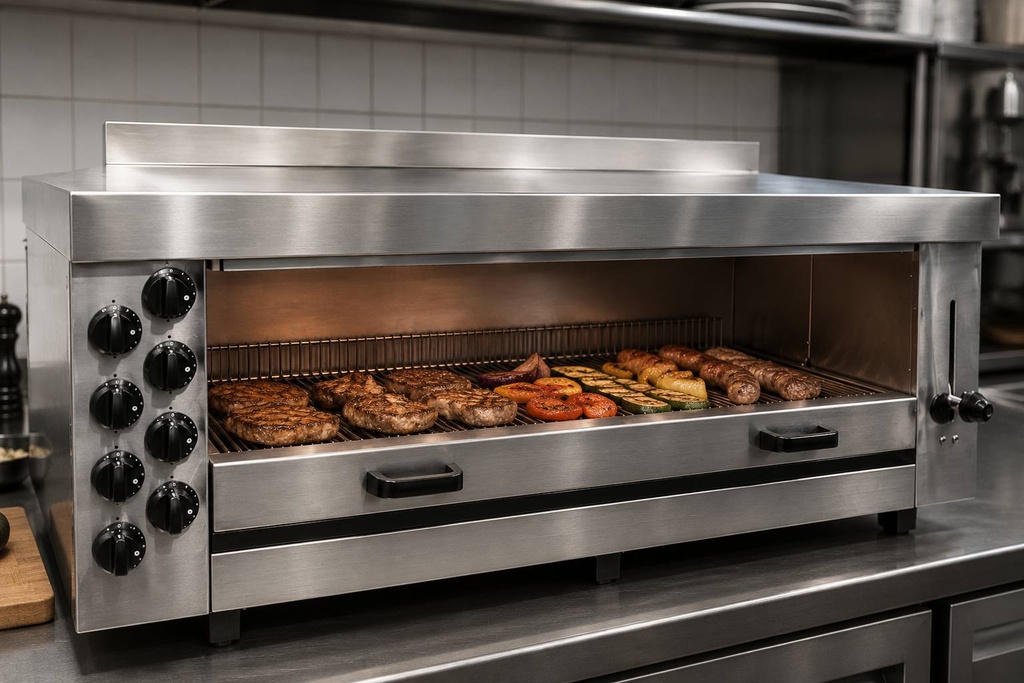 Salamander Gas 8 aus Edelstahl, 1650 x 490 x 680 mm