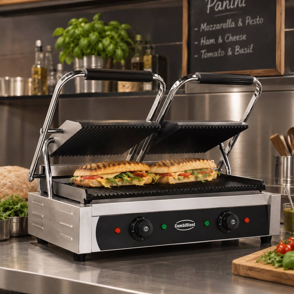 Kontaktgrill Doppelt aus Edelstahl, 580 x 410 x 190 mm