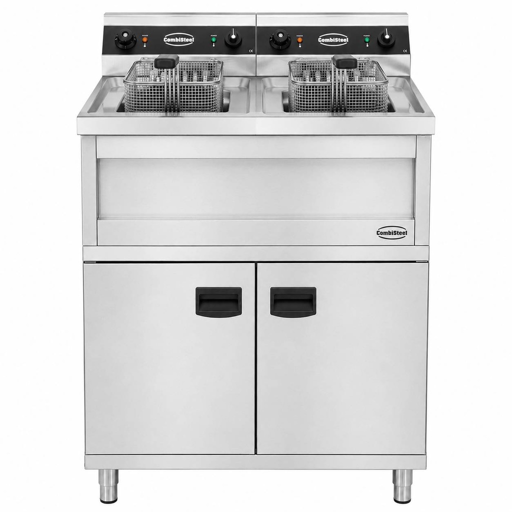 Elektro Friteuse aus Edelstahl, 2 x 12 L, 2 x 6 kW, 800 x 700 x 850 mm