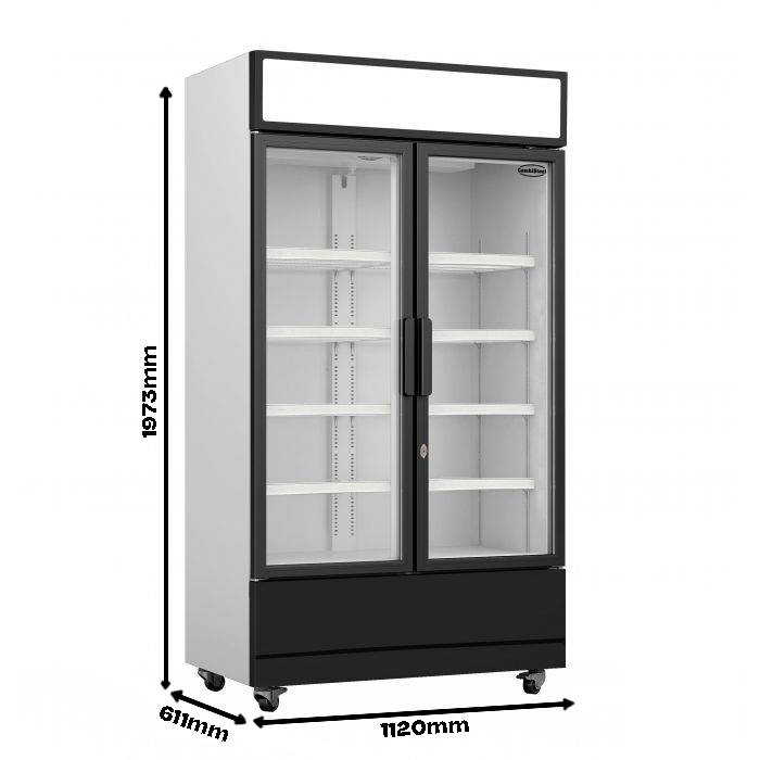 Kühlschrank 2 Glastüren, 1120 x 610 x 1973 mm, 670 L