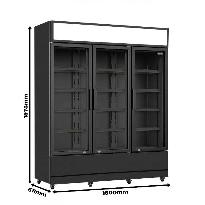 Kühlschrank 3, 1600 x 610 x 1973 mm, 1065 L, schwarz