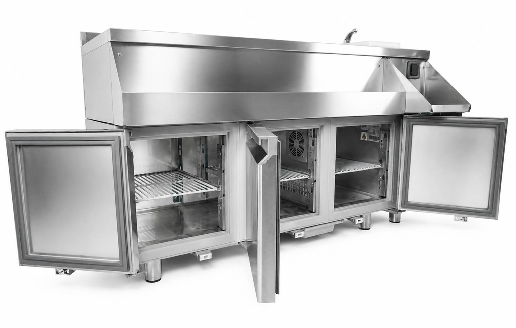 Kühltisch 3 Türen aus Edelstahl, 1600 x 760 x 1000 mm