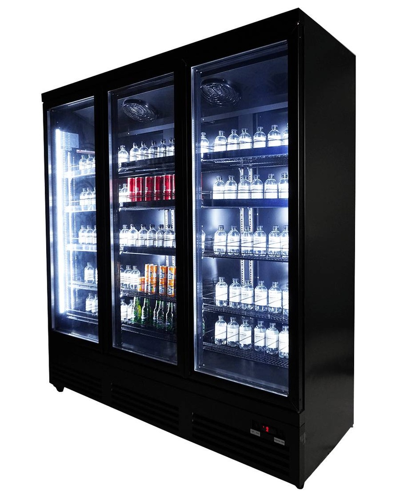 Kühlschrank 3 Glastüren, 1880 x 705 x 2050 mm, schwarz