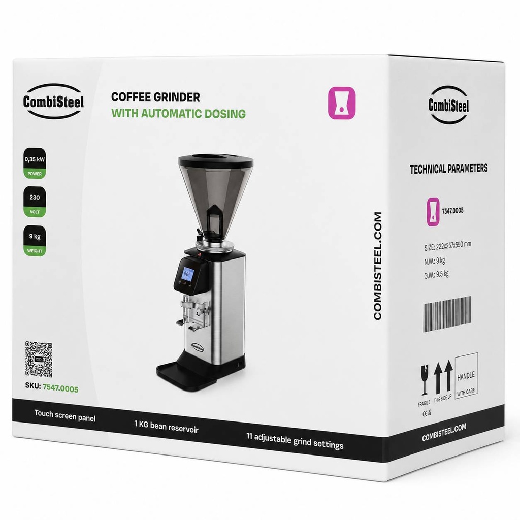 Kaffeemühle 1KG aus Edelstahl, 222 x 257 x 550 mm