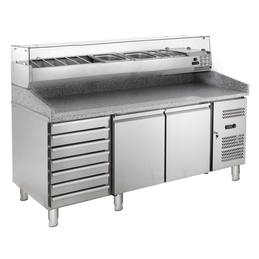 Pizzatisch ECO 2/7 mit Kühlaufsatz 10 x GN 1/4