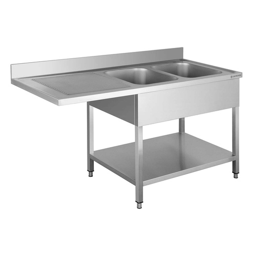 Spülzentrum Basic 16x6 mit 2 Becken rechts, Aufkantung und Grundboden