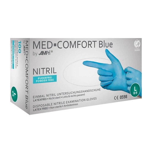 Einweghandschuhe Nitril puderfrei, blau, "MED COMFORT BLUE", 100 Stück/Box | XL