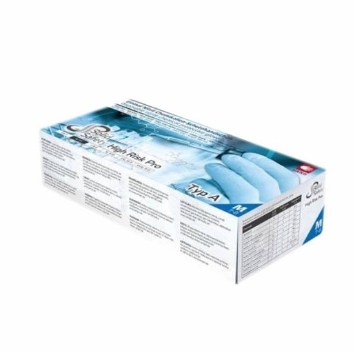 Einweghandschuhe Nitril puderfrei, blau, 30 cm lang, "SOLID SAFETY HIGH RISK PRO" 50 Stück/Box | Größe XL