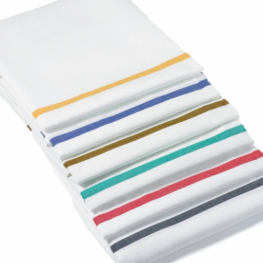Wäschesack, selbstöffnend BWQ mit Knebel, Gewebe 100% Polyester | weiß mit Farbstreifen blau