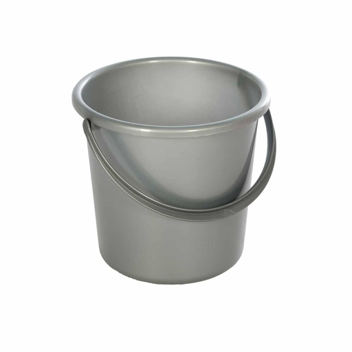 Eimer rund 10 Liter, Universaleimer mit Kunststoffhenkel | Farben: silber