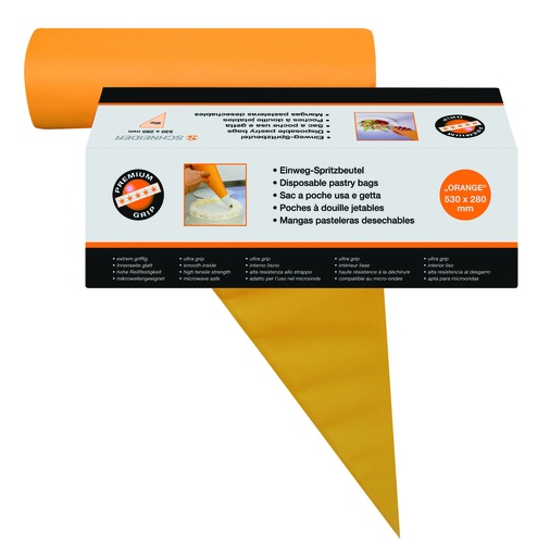 Einweg-Spritzbeutel aus Polyethylen, 530 x 280 mm, orange