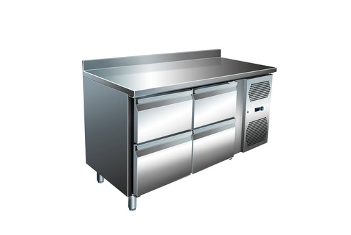 VIP Kühltisch mit 2 x 2 Schubladen und Aufkantung  -2 bis +8°C 1.360x600x960 mm
