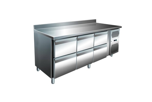 VIP Kühltisch mit 3x 2 Schubladen und Aufkantung -2 bis +8°C 1.795x600x960 mm
