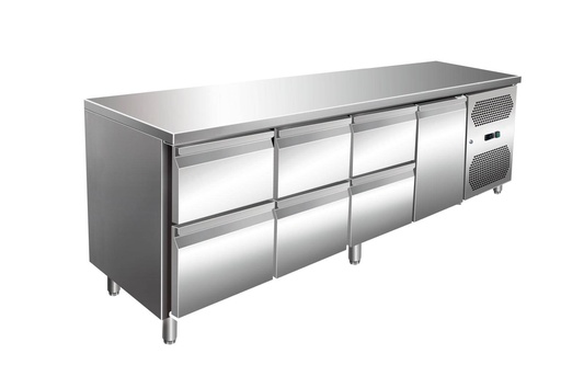VIP Kühltisch mit 3x 2 Schubladen und 1 Tür -2 bis +8°C 2.230x700x860 mm