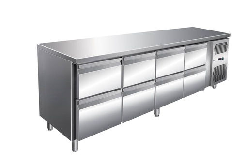 VIP Kühltisch mit 4x 2 Schubladen -2 bis +8°C 2.230x700x860 mm