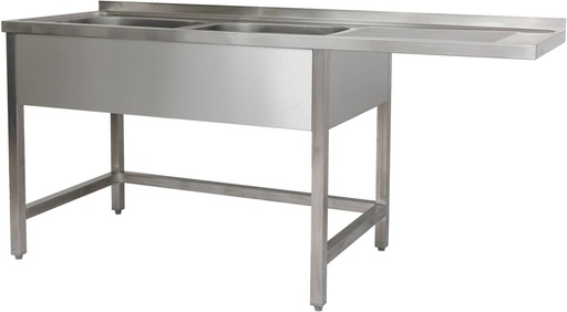 Spülzentrum 1500 x 600 x 850 mm 2 Becken links, mit Grundboden      600 mm Tiefe
