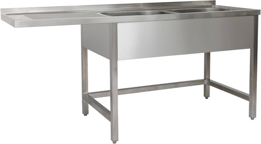 Spülzentrum 1500 x 600 x 850 mm 2 Becken rechts, mit Grundboden      600 mm Tiefe