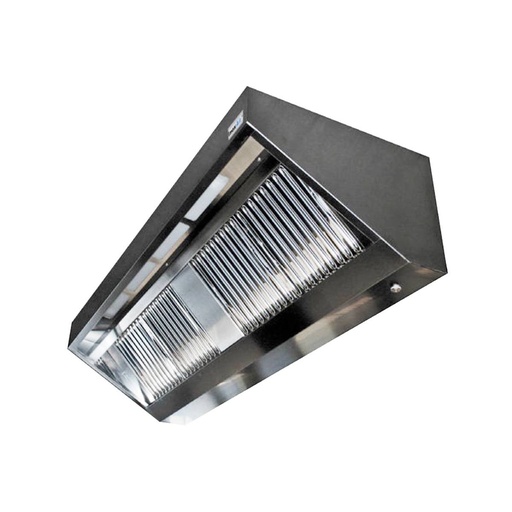Wandhhaube ohne Motor mit Abdeckung Beleuchtung  | Edelstahl | Filter 6 | 4000 x 1100 x 450 mm