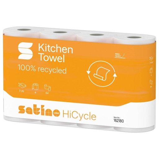 Küchenrollen 2-lagig, Recycling, 22 x 26 cm, super saugstark, 64 Blatt/Rolle | 4 Rollen