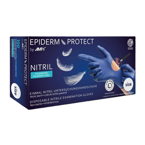 Einweghandschuhe Nitril puderfrei, metallblau, "Epiderm Protect by Med-Comfort" 100 Stück/Box | Größe S