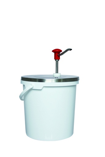 Druckknopf Dosierspender aus Edelstahl und Polypropylen, 10 L, rot